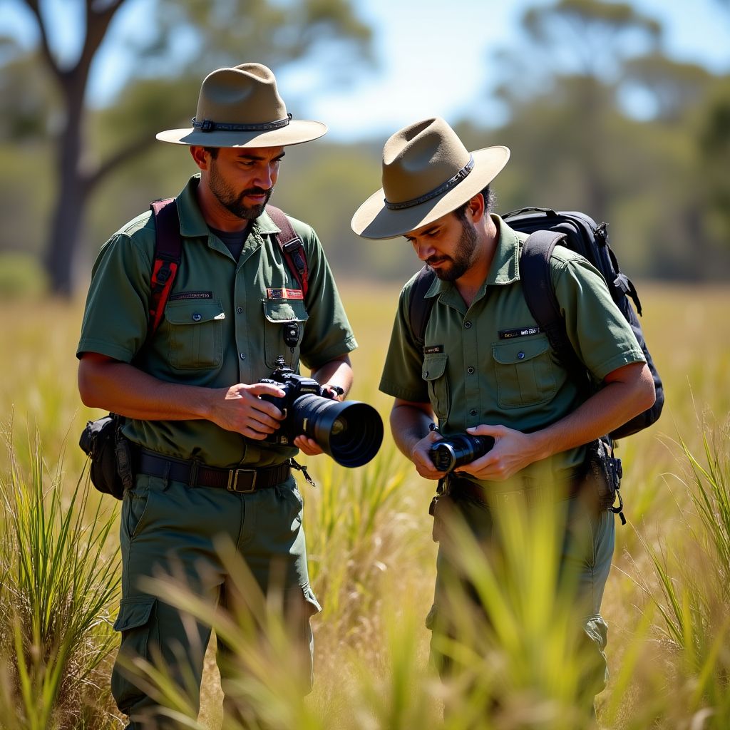 Indigenous ranger team conducting plant survey
